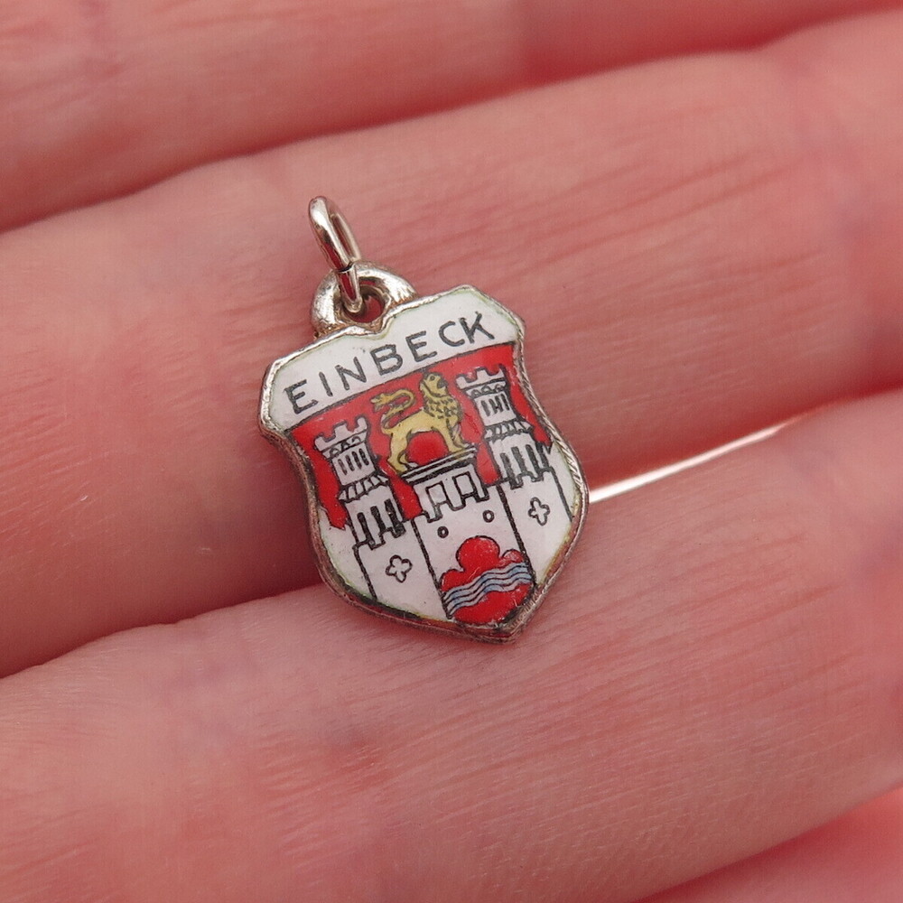 Fritz Reu & Co. 800 Silver Vintage Enamel Einbeck Mini Charm Pendant